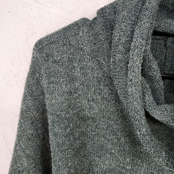 Emerald Green Wool Knit Cowl Neck Batwing Sweater Pouch Pocket Size Unknown or L - Picture 3 of 4